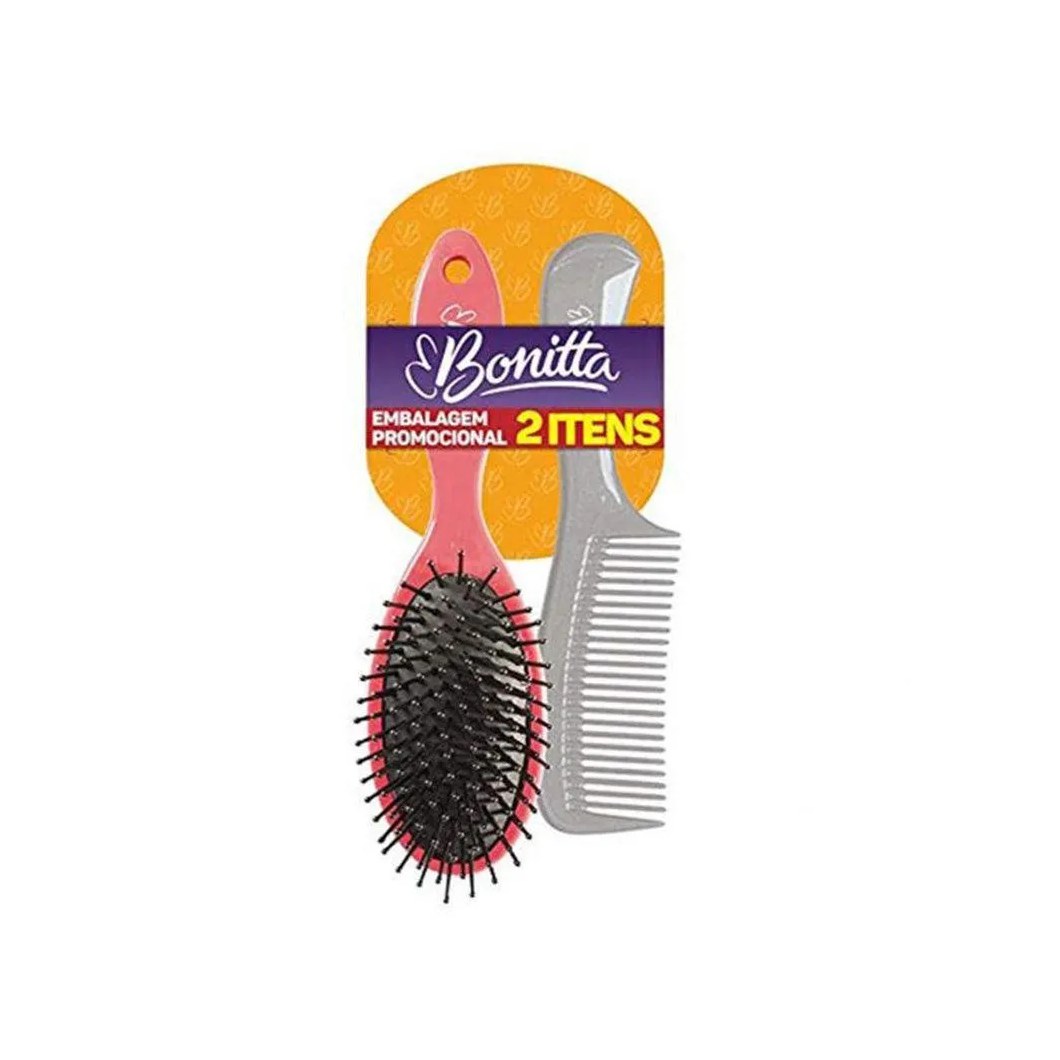 Kit Escova e Pente de Cabelo Bonita Médio
