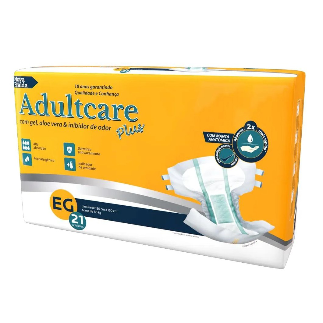Fralda Geriátrica Adultcare Plus Tam Eg - 21 Fraldas