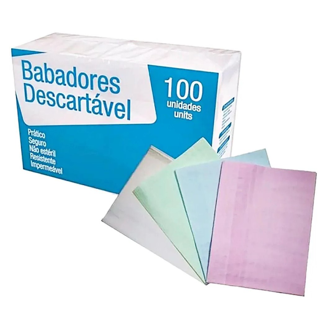 Babador Impermeável Best Care Descartável Colorido - 100 unidades