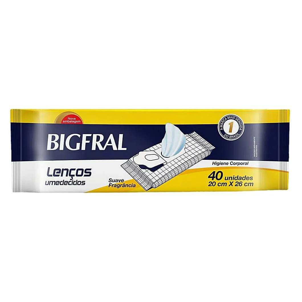 Lenços Umedecidos Bigfral 20x26cm - 40 unidades