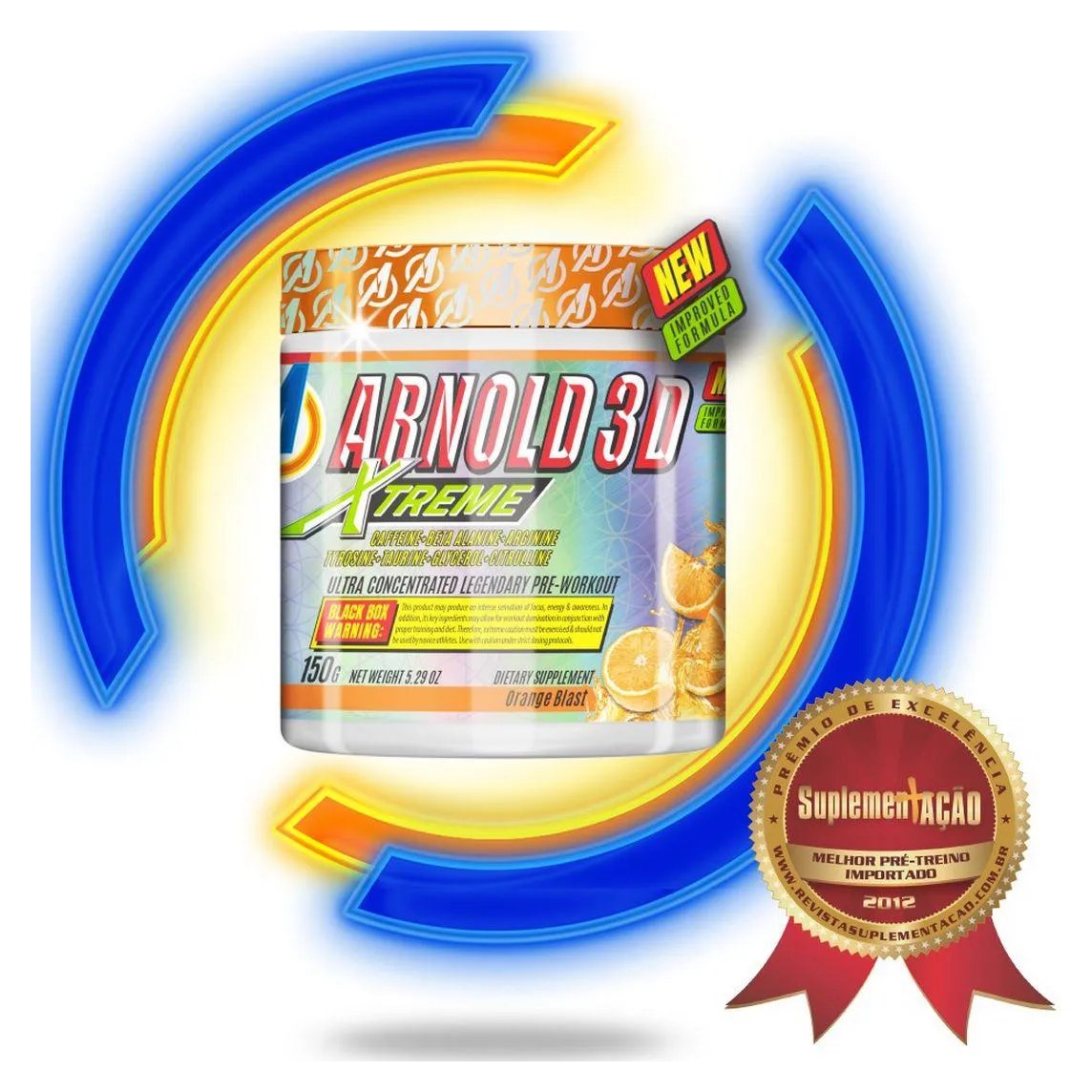 Pré-treino Arnold Nutrition Arnold 3d Xtreme Laranja 150g