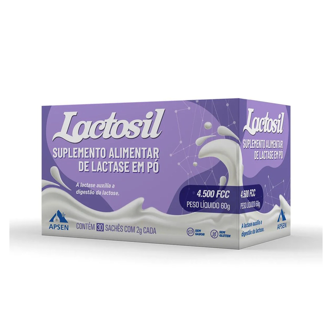 Suplemento Alimentar de Lactase Lactosil 4.500 FCC 30 sachês de 2g cada
