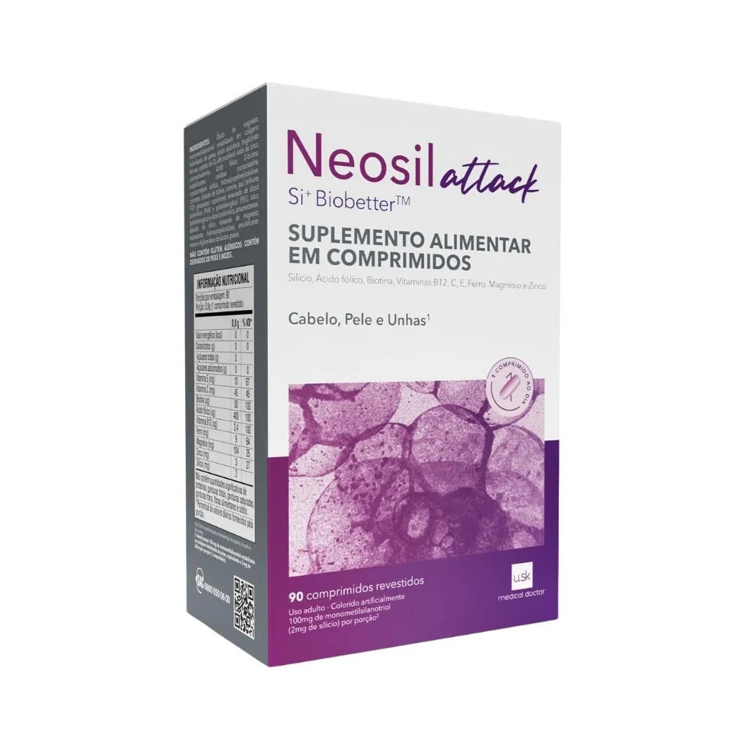 Suplemento Alimentar Neosil Attack Cabelo Pele E Unha 90 Comprimidos
