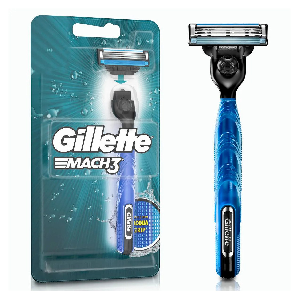 Aparelho de Barbear Gillette Mach3 Acqua Grip + 1 cartucho