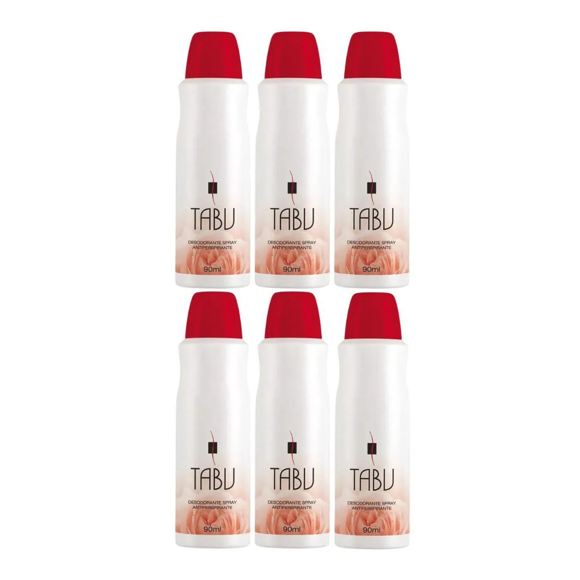 Kit Desodorante Antitranspirante Spray Tabu Feminino 90ml 6 unidades
