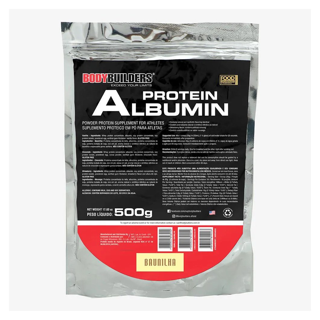 Albumina BodyBuilders Albumin Protein Baunilha Refil 500g