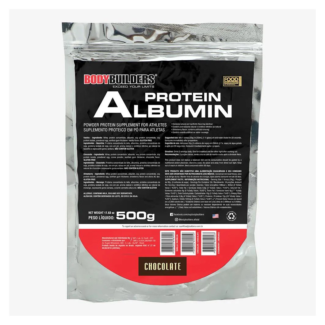 Albumin Protein 500g (refil) – Bodybuilders Chocolate