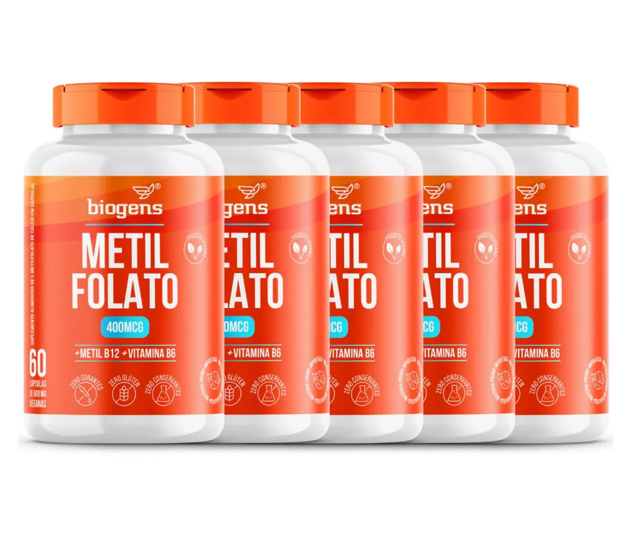 Biogens Kit 5x Metil Folato 60 Cápsulas