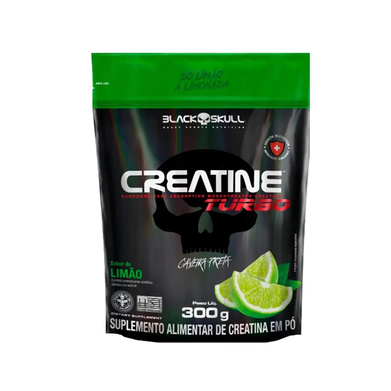 Creatina Black Skull Turbo Stand Up Pouch Limão 300g