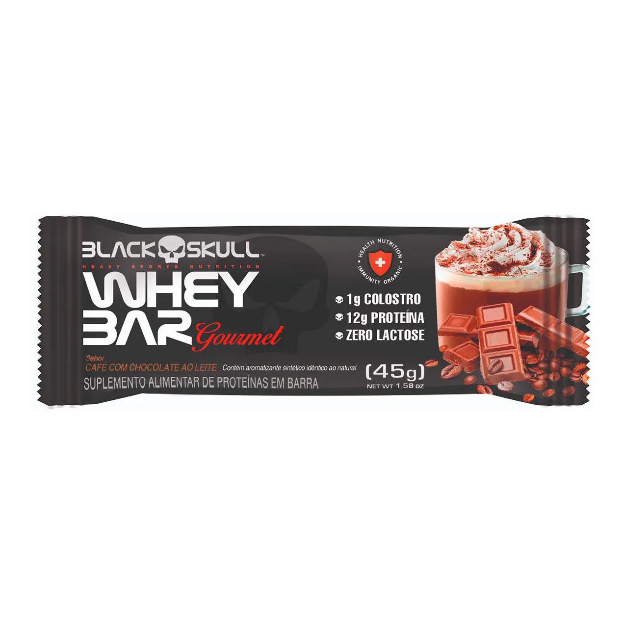 Barra de Proteína Black Skull Whey Bar Gourmet Café 45g