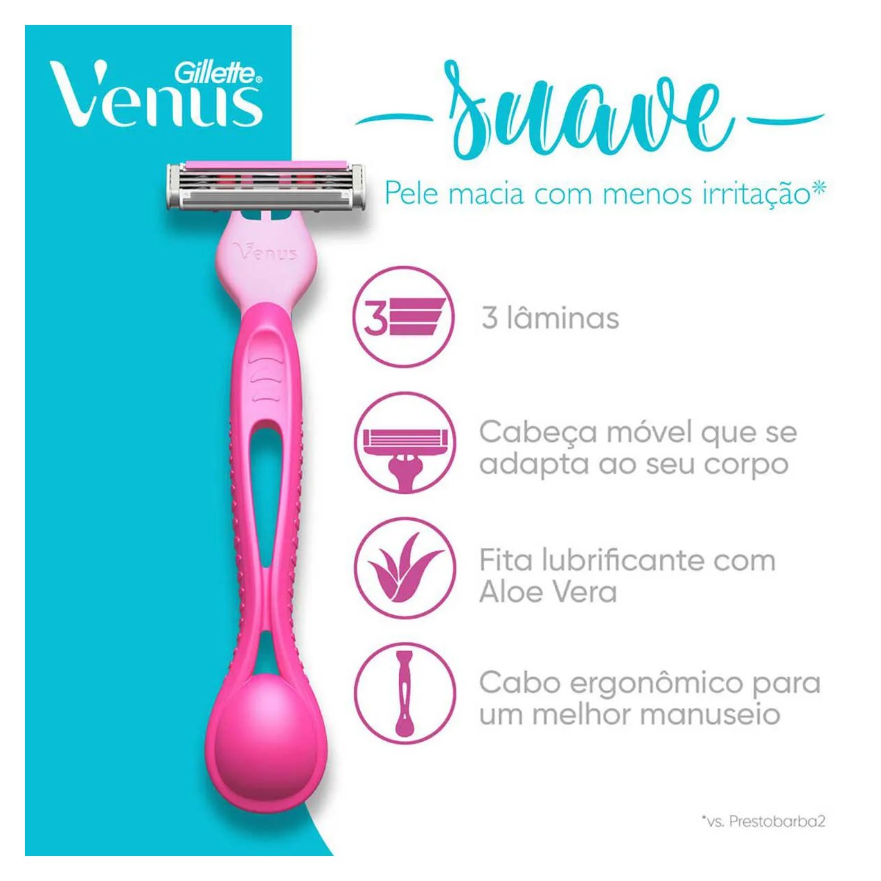 Aparelho de Depilar Descartável Gillete Venus Suave com 4 unidades