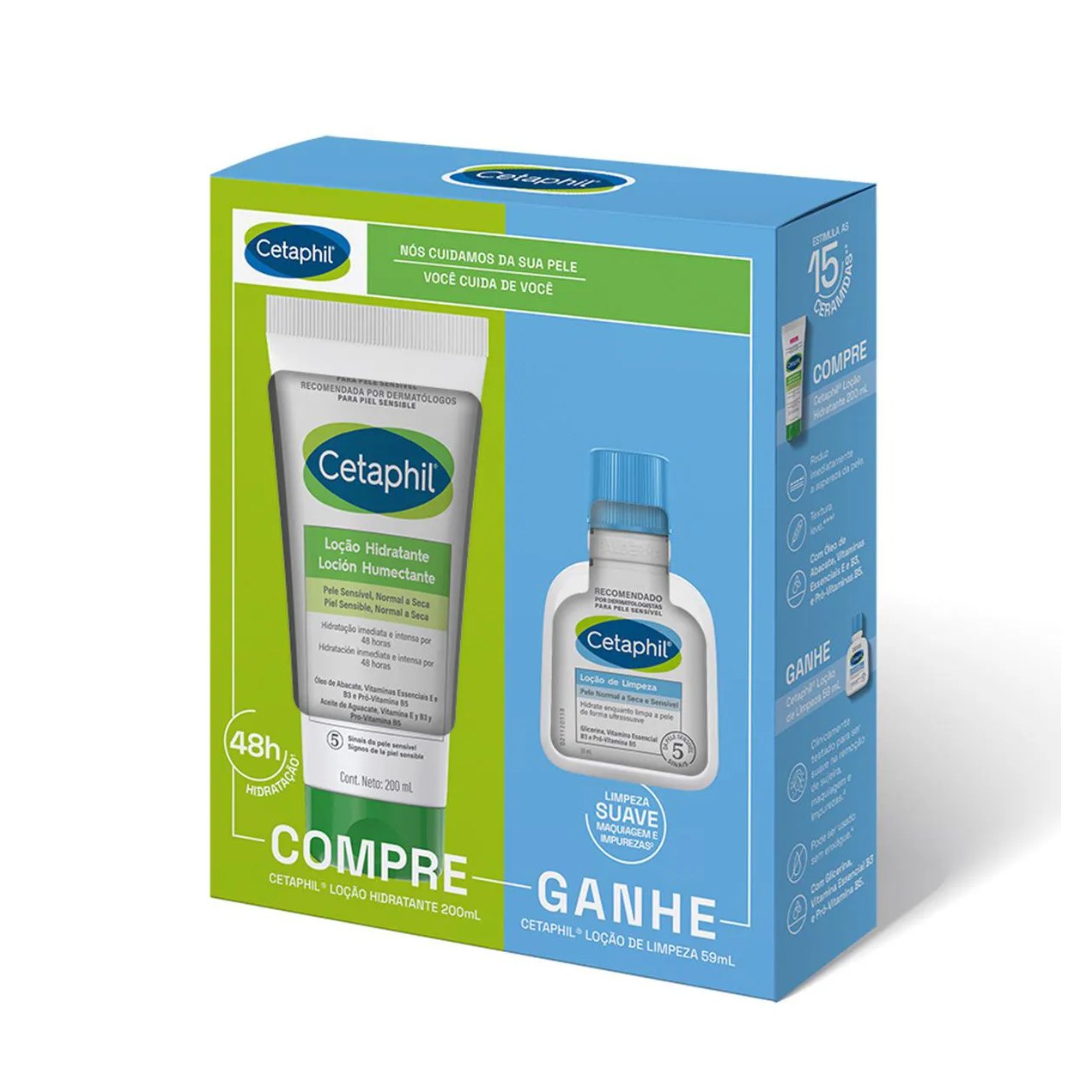 Kit Cetaphil Loção Hidratante 200mL + Loção Limpeza 59ml