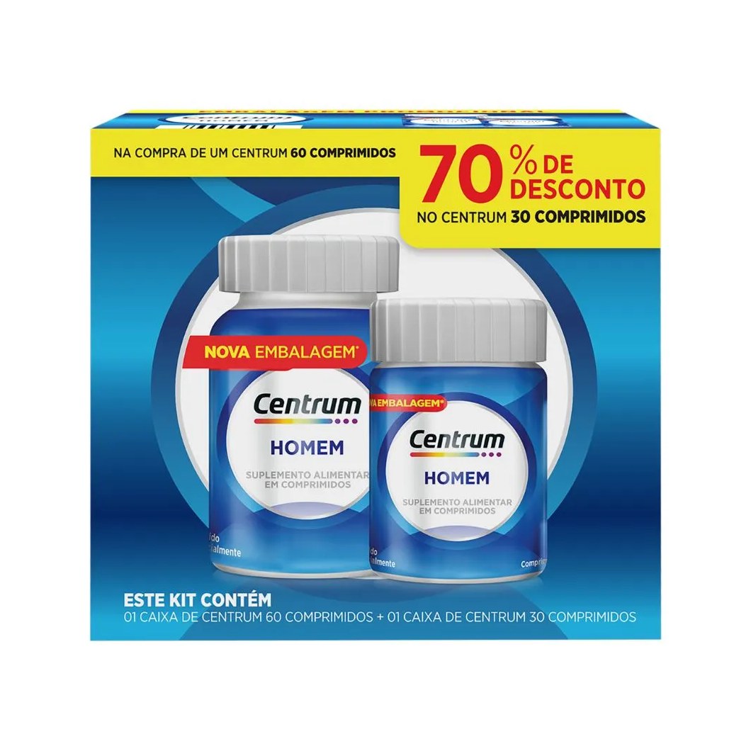 Kit Centrum Homem Vitaminas De A A Z 30+60 Comprimidos