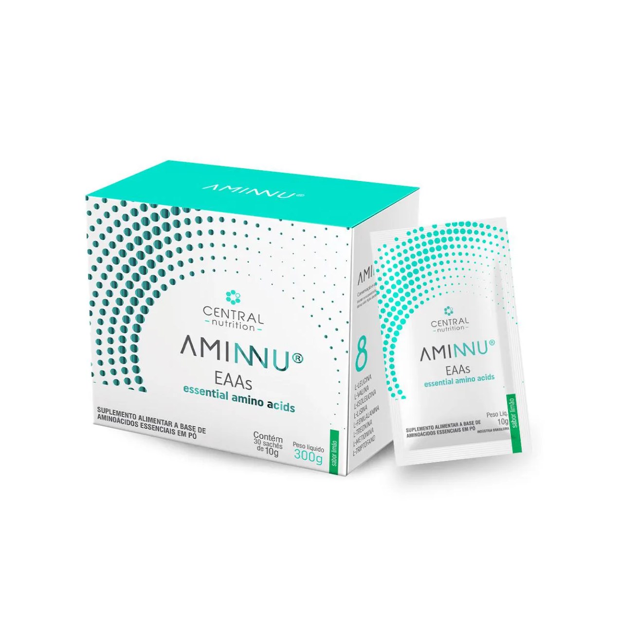 Aminnu eaas  Aminoácidos 30 Sachês 10G Central Nutrition Limão