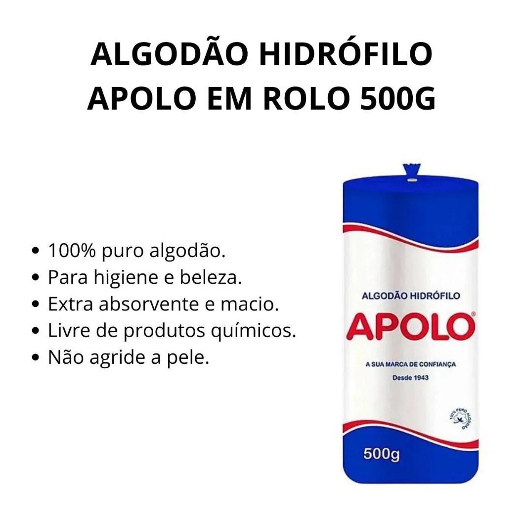 Algodão Hidrófilo Apolo em Rolo 500g