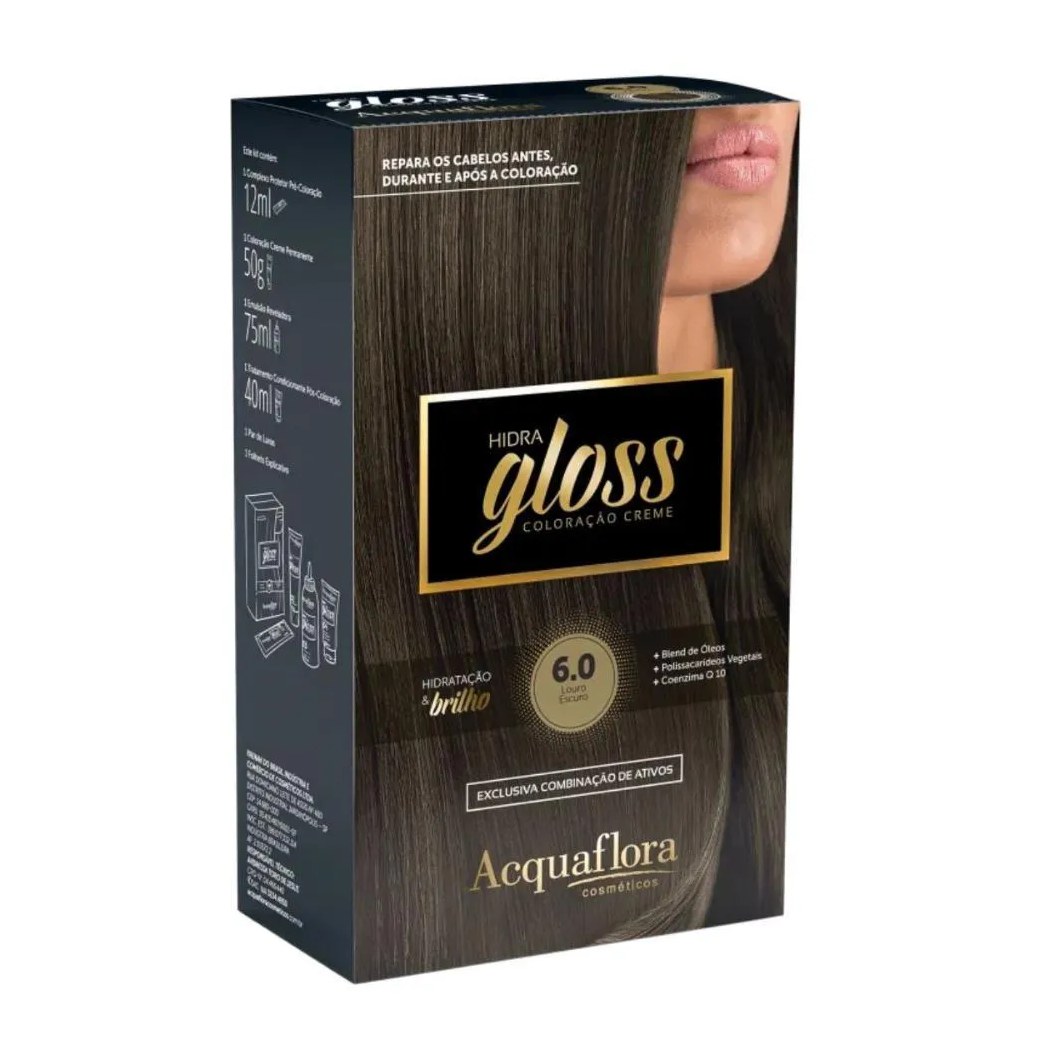 Coloração Creme Acquaflora Kit Hidra Gloss 6.0 Louro Escuro