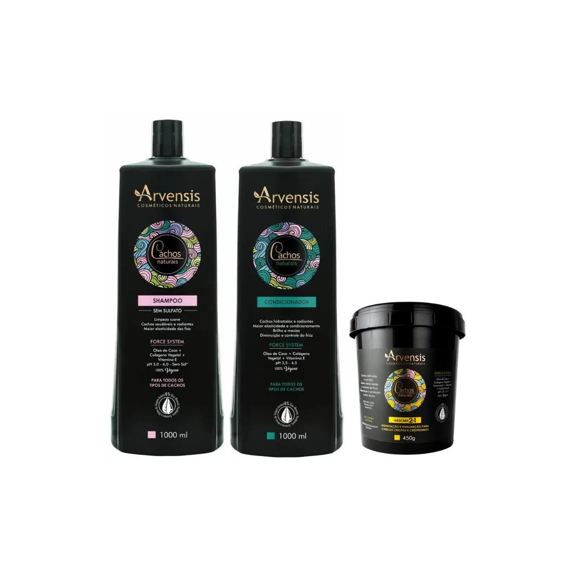Kit Arvensis Shampoo 1L + Condicionador 1L + Máscara 2X1 450G