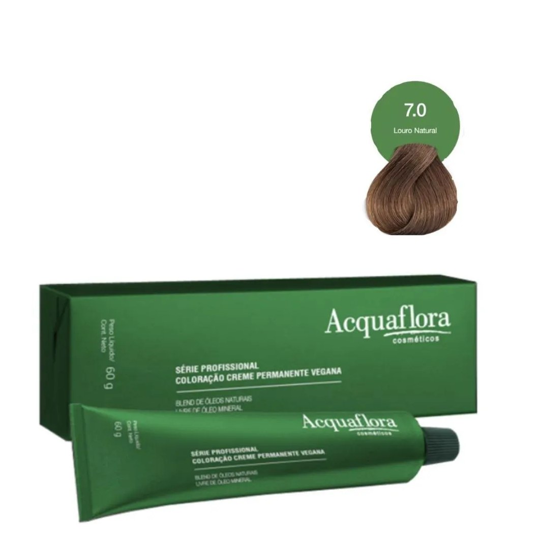 Coloração Creme Acquaflora Vegana 7.0 Louro Natural 60g