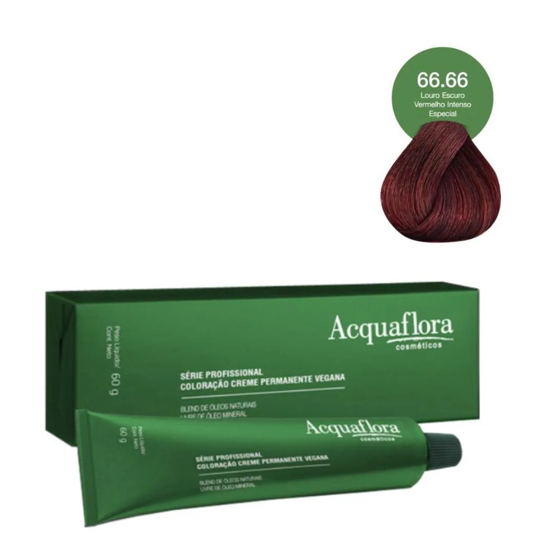 Coloração Creme Acquaflora Vegana 66.66 Louro Escuro Vermelho Intenso Especial 60g