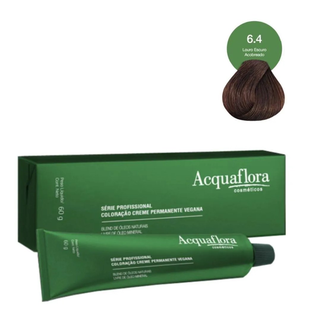 Coloração Creme Acquaflora Vegana 6.4 Louro Escuro Acobreado 60g