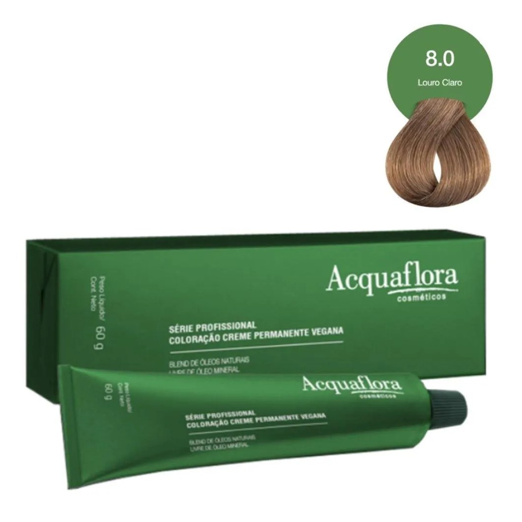 Coloração Creme Acquaflora Vegana 8.0 Louro Claro 60g