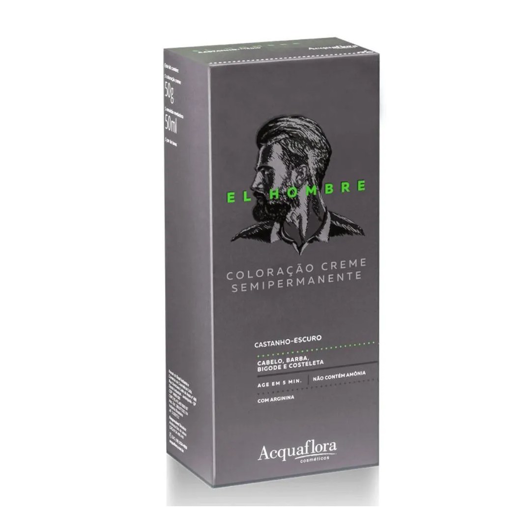 Kit Coloração Creme Semipermanente Acquaflora El Hombre Castanho-escuro