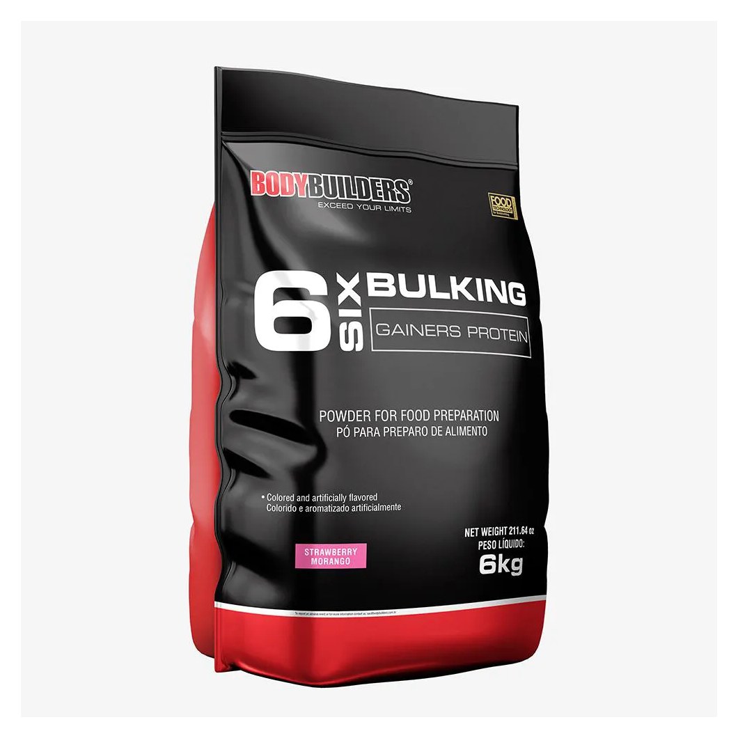 6 Six Bulking Gainers Protein 6kg – Bodybuilders Morango