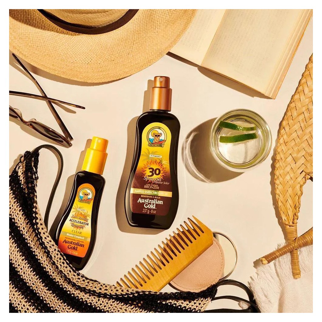 Kit Australian Gold Protetor Solar Corporal FPS 30 com 237ml + Bronzeador Dark Tanning Clear com 125ml