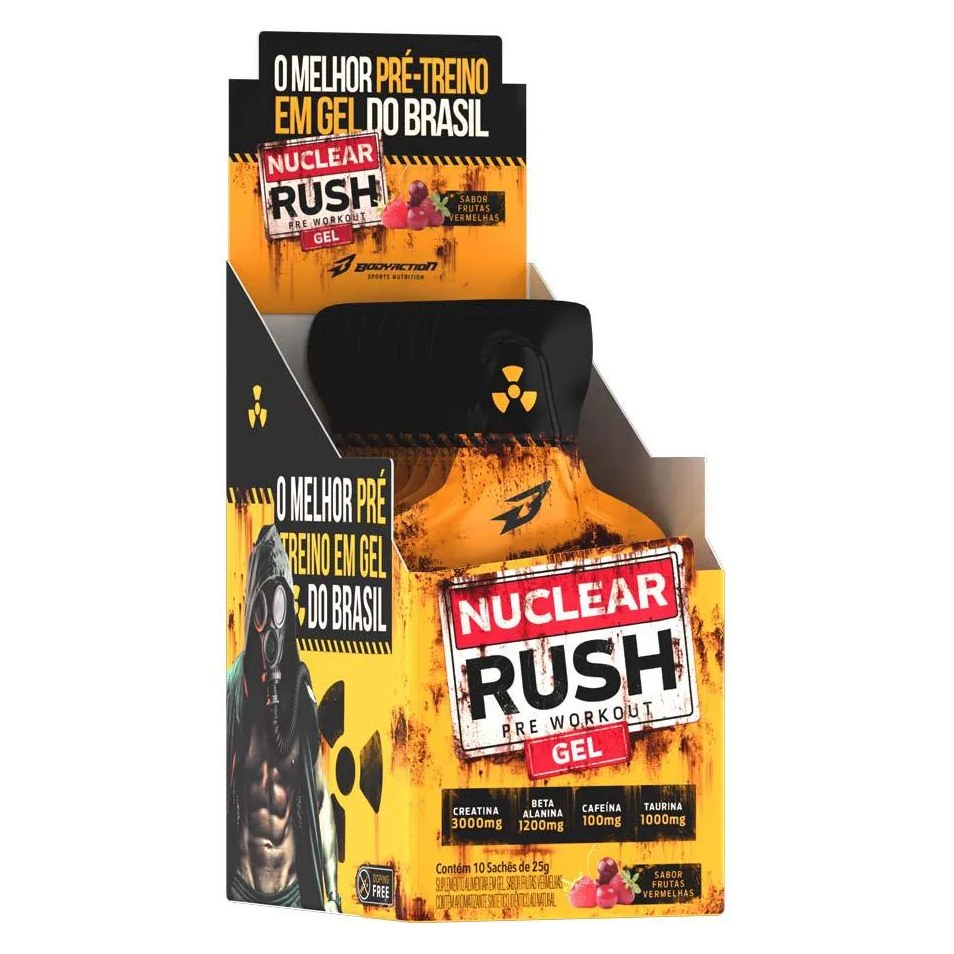 Pre Treino Nuclear Rush Gel 10 Sachês Bodyaction Frutas Vermelhas