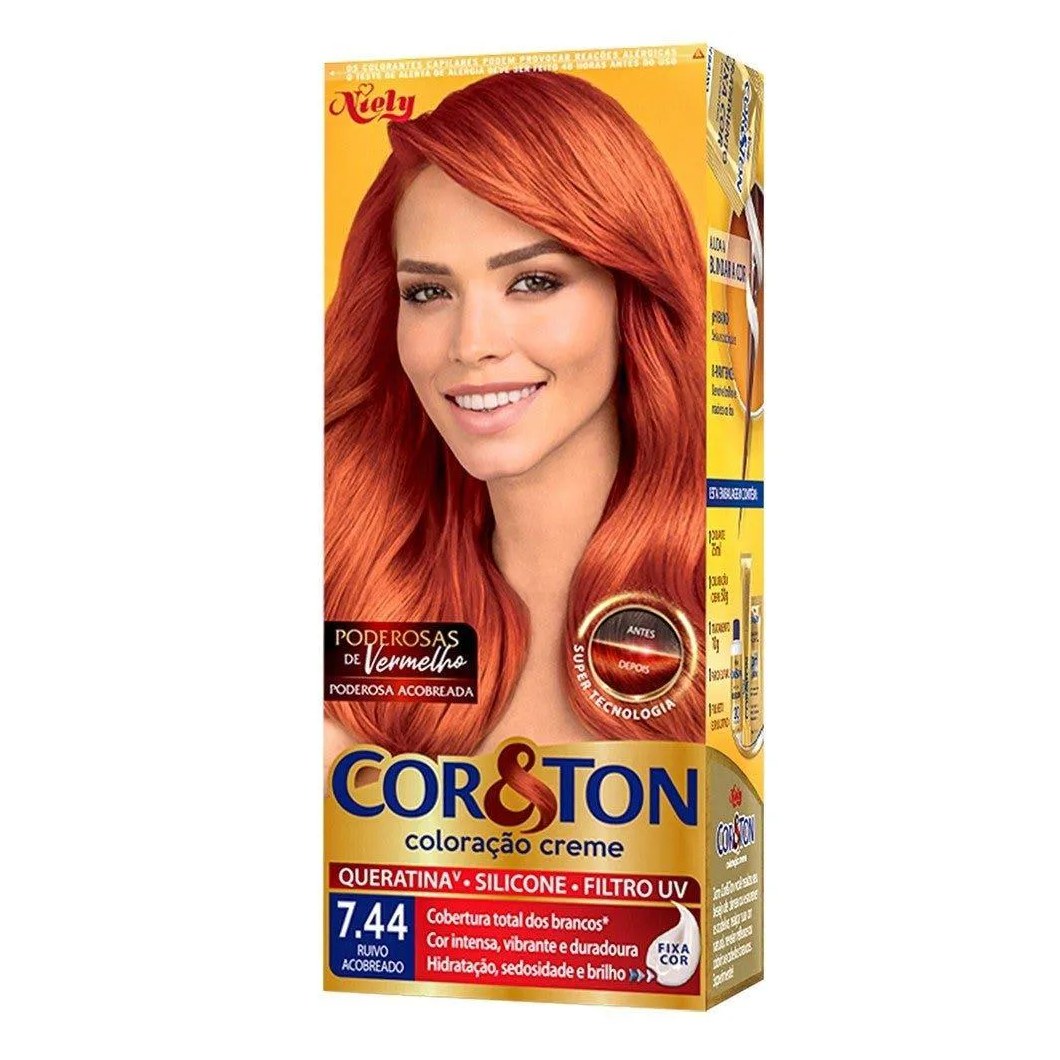 Tintura Cor e Ton Ind 7.44 Ruivo Acobreado
