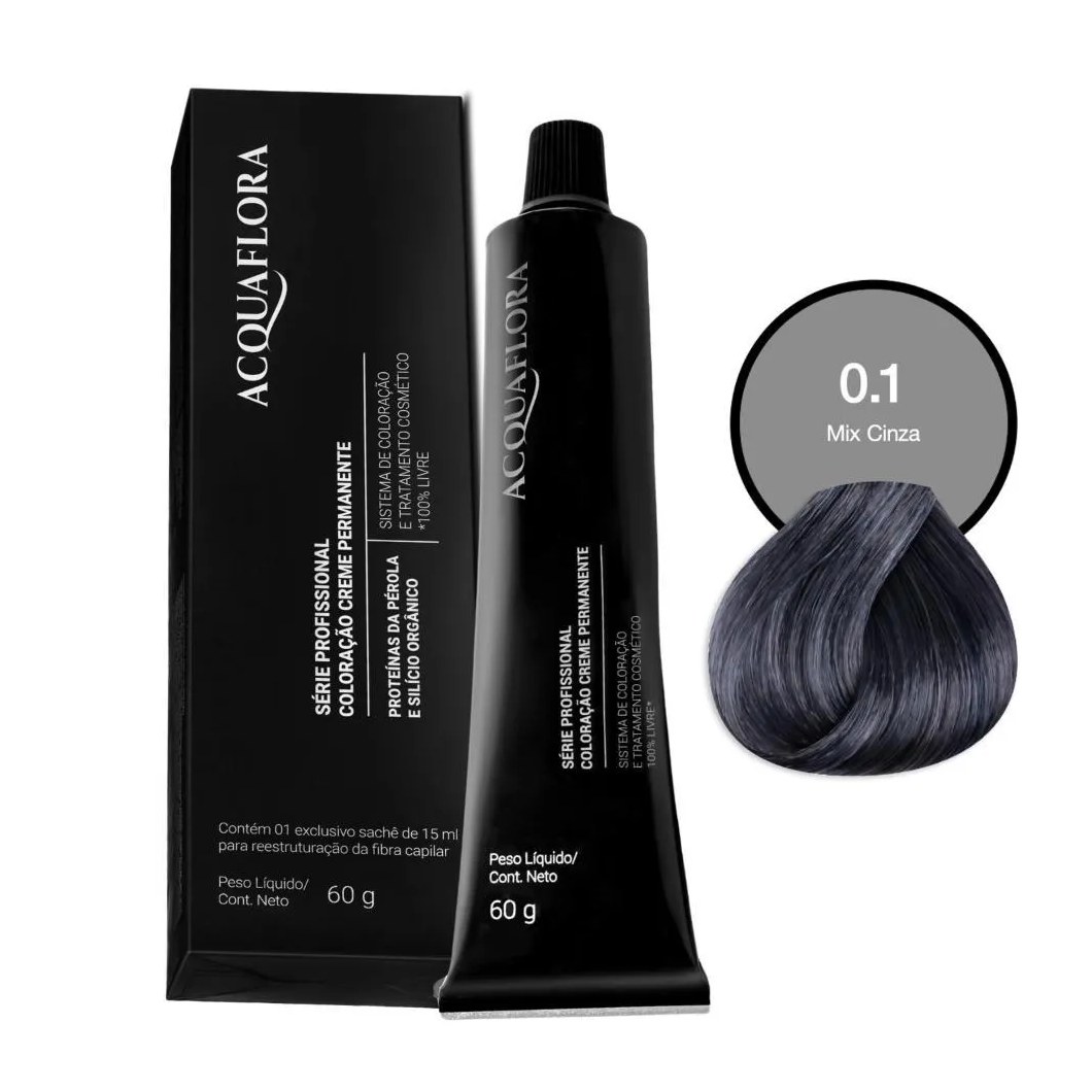 Coloração Creme Permanente Acquaflora 0.1 Mix Cinza 60g