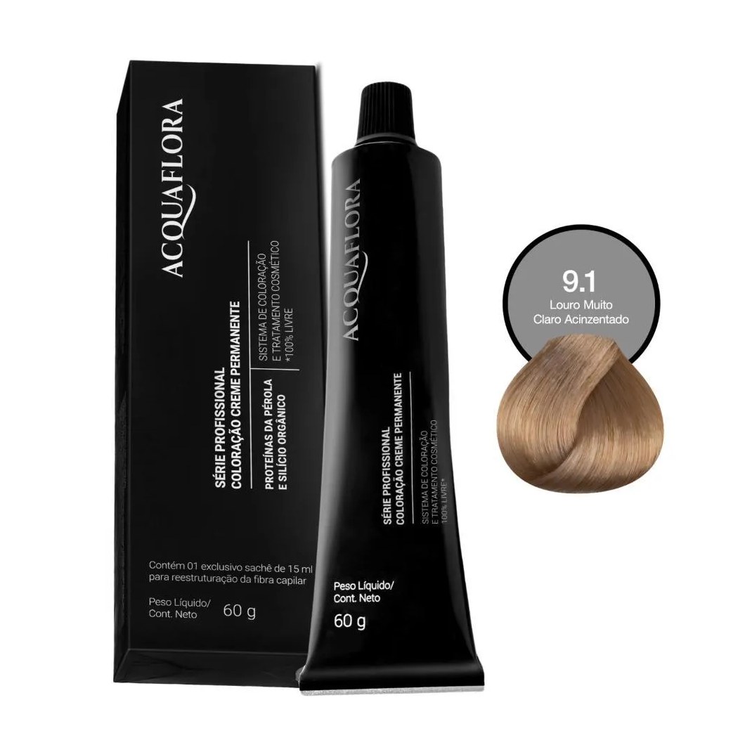 Coloração Acquaflora 9.1 Louro Muito Claro Acinzentado 60g