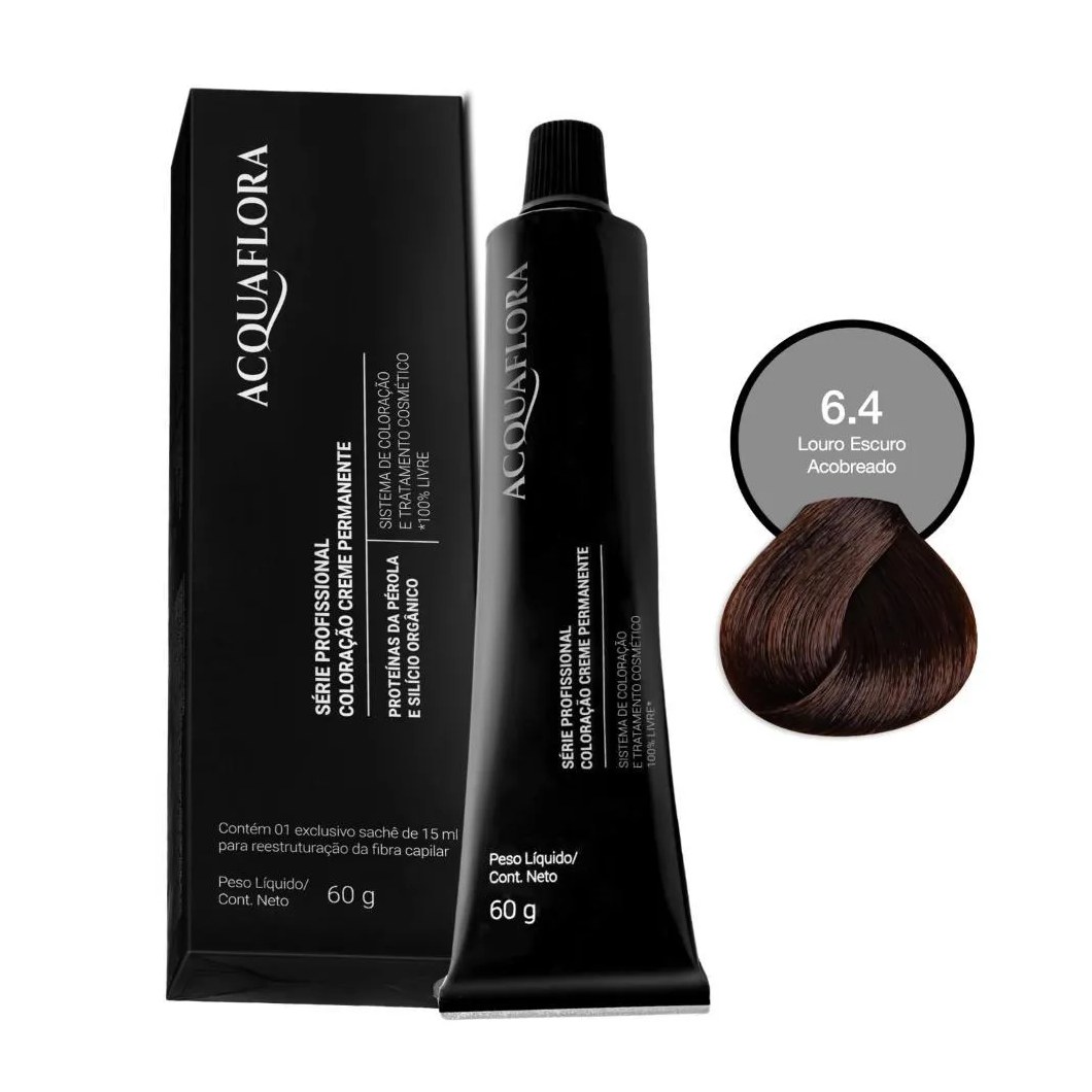 Coloração Creme Acquaflora 6.4 Louro Escuro Acobreado 60g