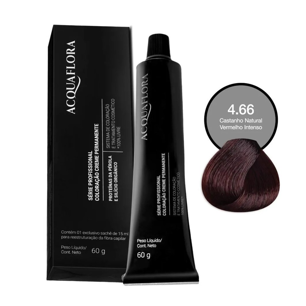Coloração Acquaflora 4.66 Castanho Natural Vermelho Intenso 60g