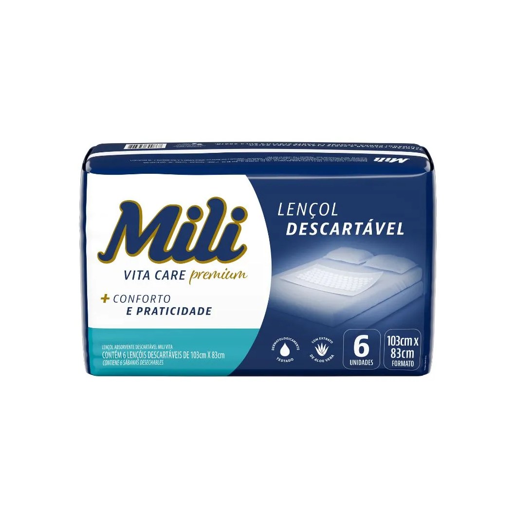 Lençol Absorvente Mili Vita Com 6 Unidades Descartáveis