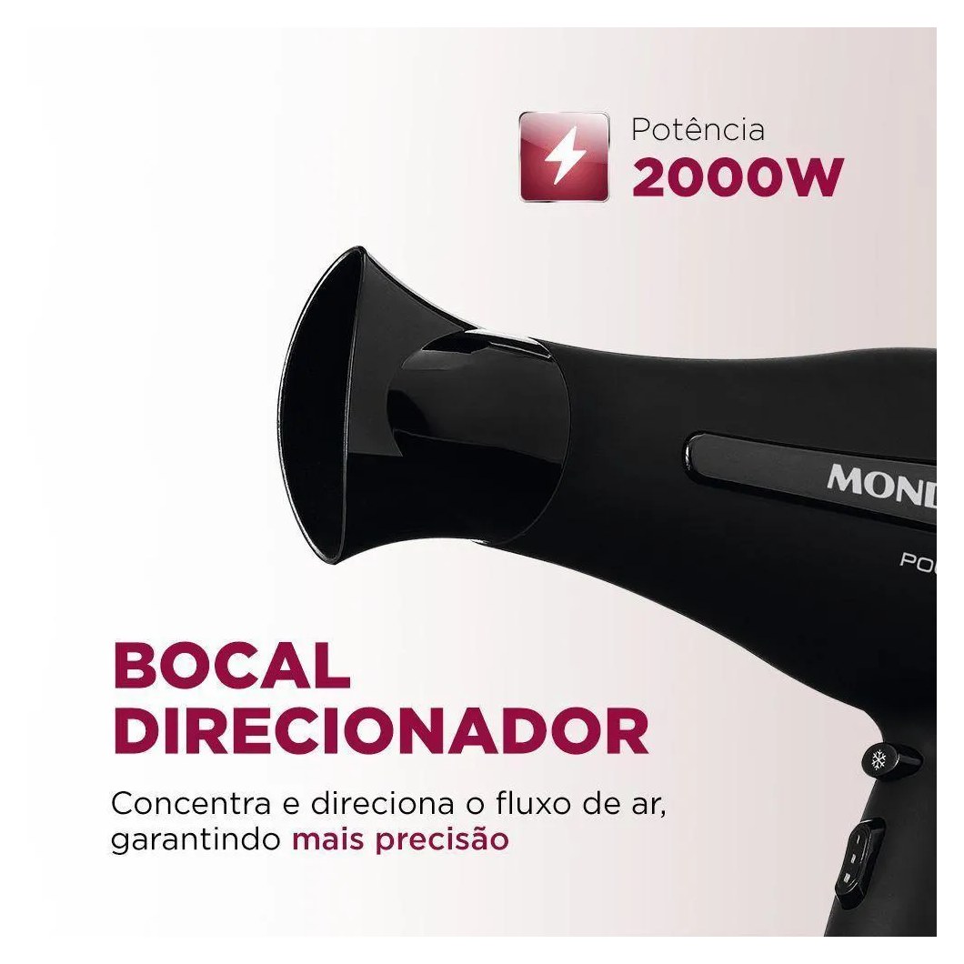 Secador de Cabelos Power Shine Black Sc-13 220v-preto