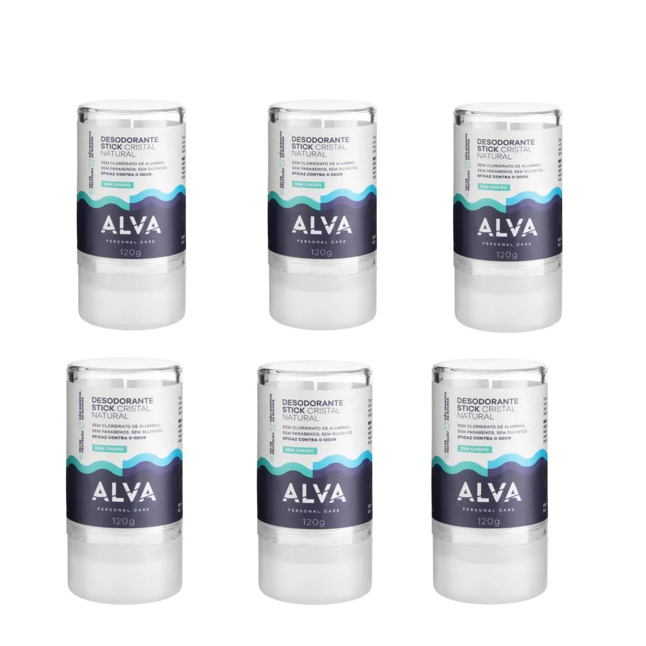 Desodorante Natural Pedra Cristal Alva Alemanha Kit (6 Unid) Meli sem Cheiro