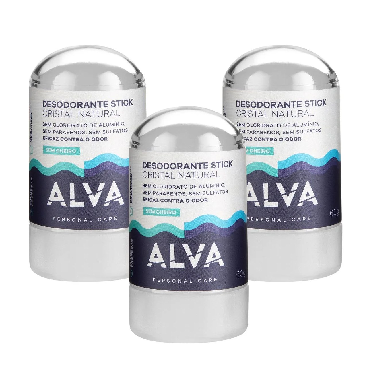 Kit Desodorante Stick Kristall Sensitive - Alva 60g 3 Unids sem Cheiro