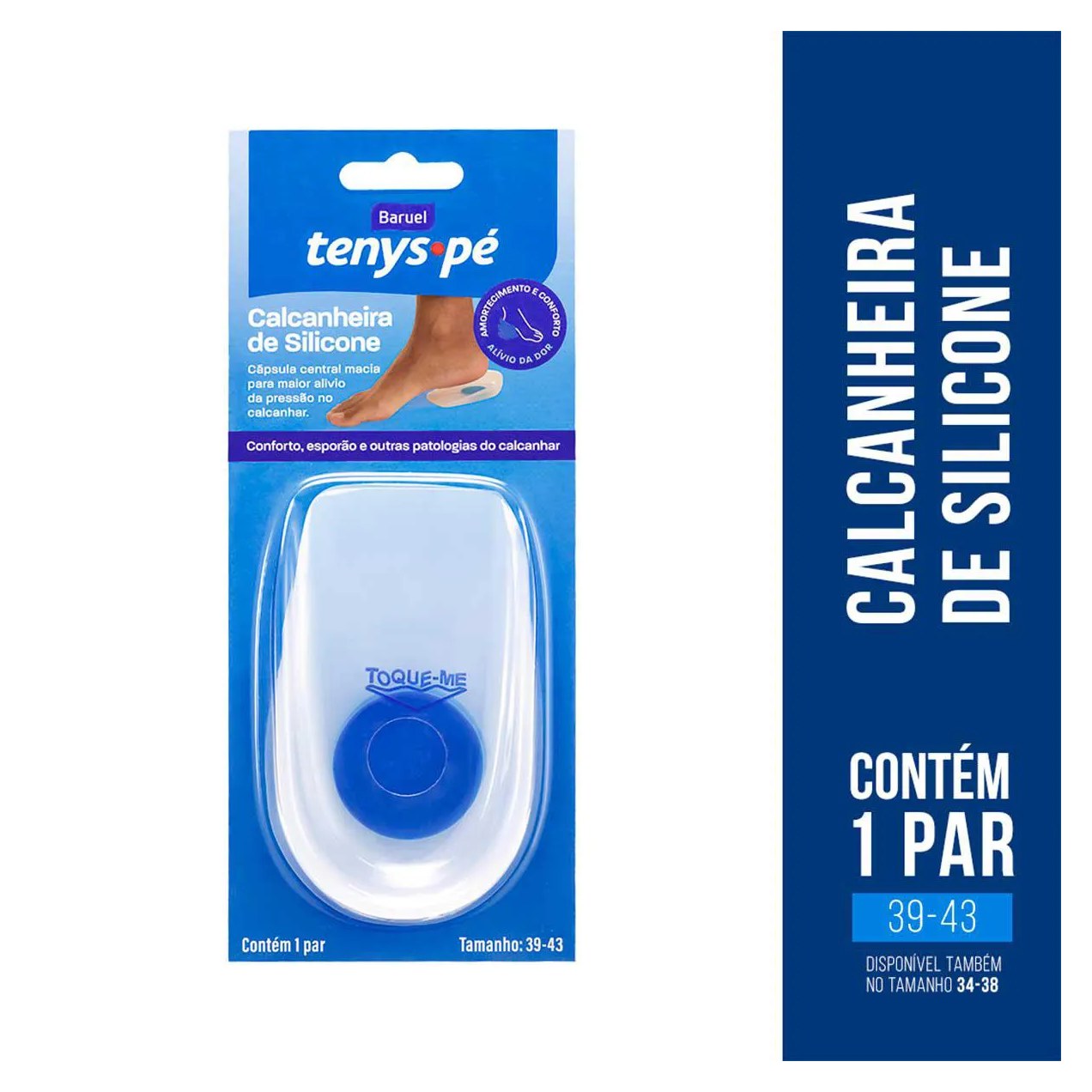 Calcanheira de Silicone Tenys Pé Tamanho 39 a 43 com 1 par