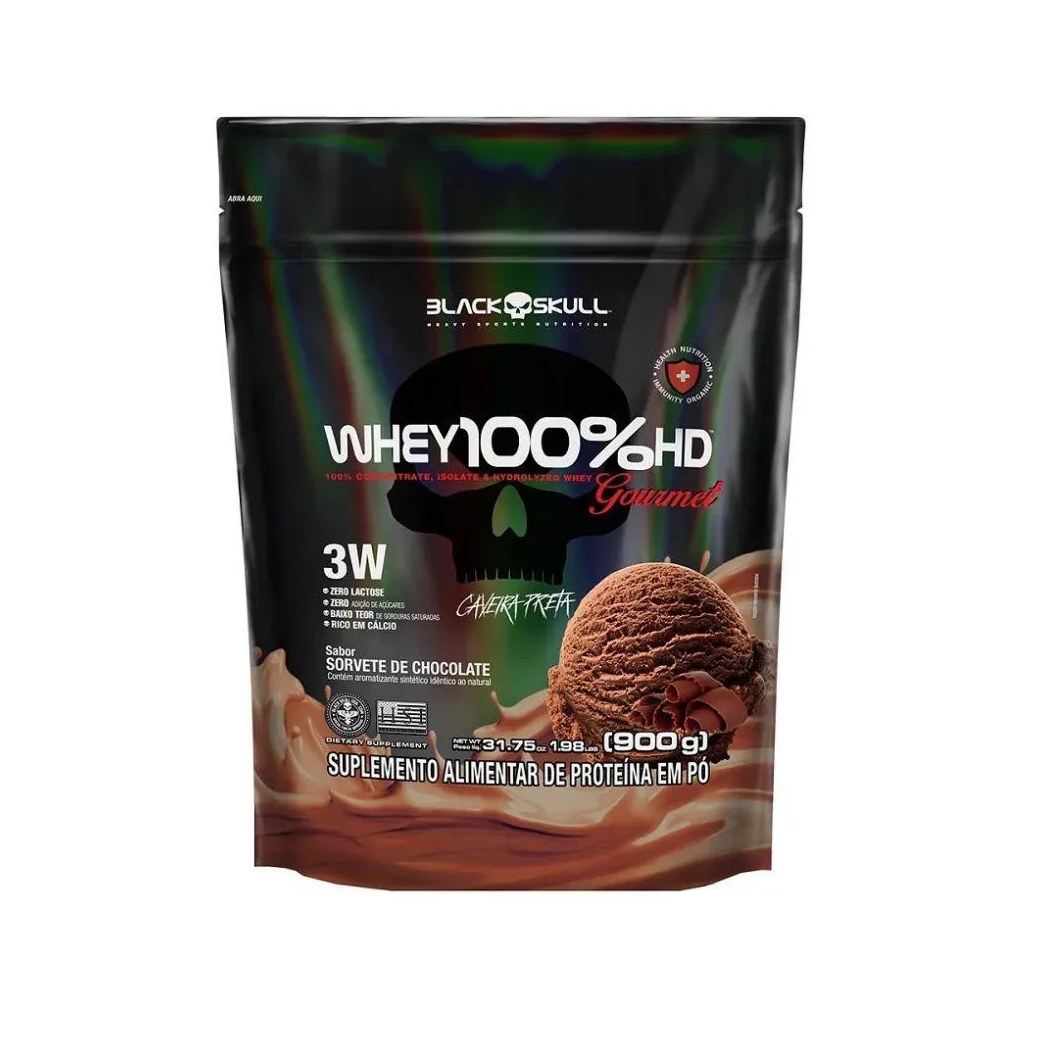 Whey 100% Hd Gourmet Refil (900g) – Sabor: Sorvete de Chocolate