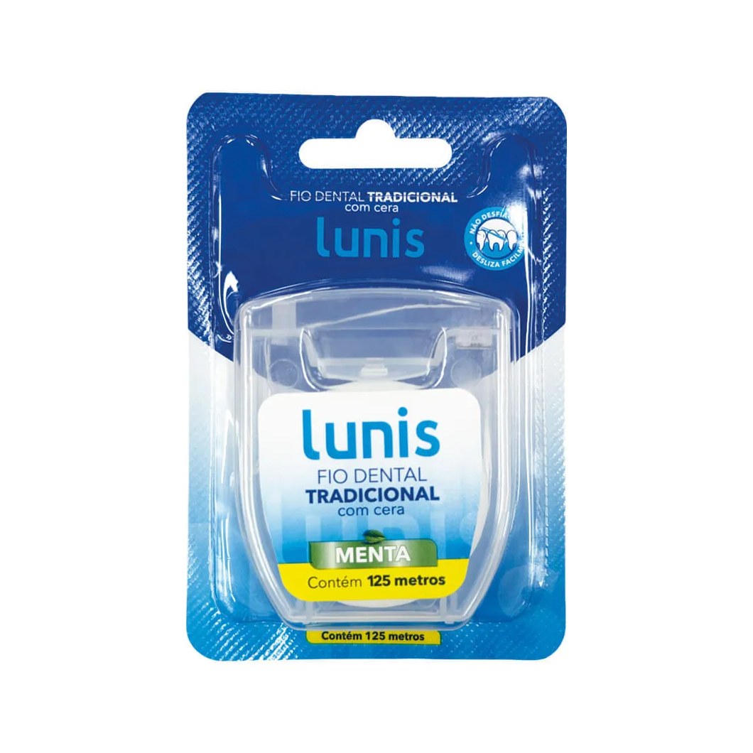 Fio Dental Encerado Lunis Com 125 Metros Sabor Menta