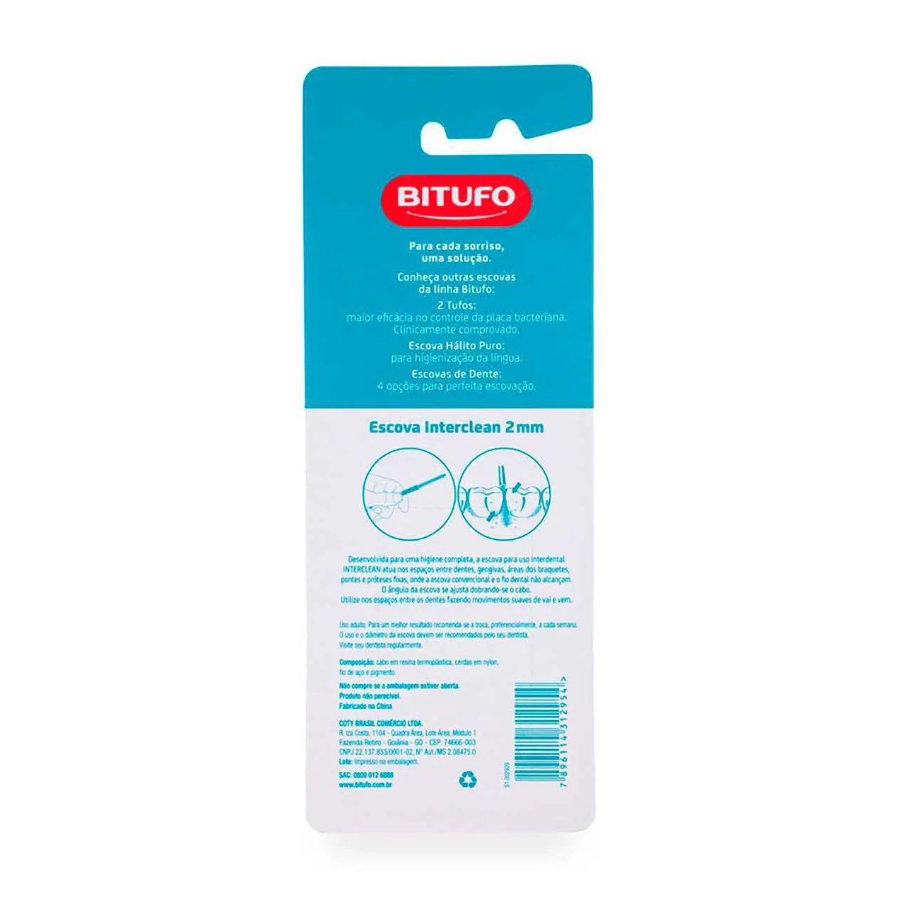 Escova de Dente Interdental Bitufo Interclean Ultrafina Cilíndrica com 6 unidades