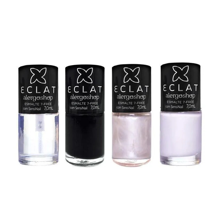 Kit Esmaltes Sempre Viva+preto Vibe+margarida+top Coat Alergoshop