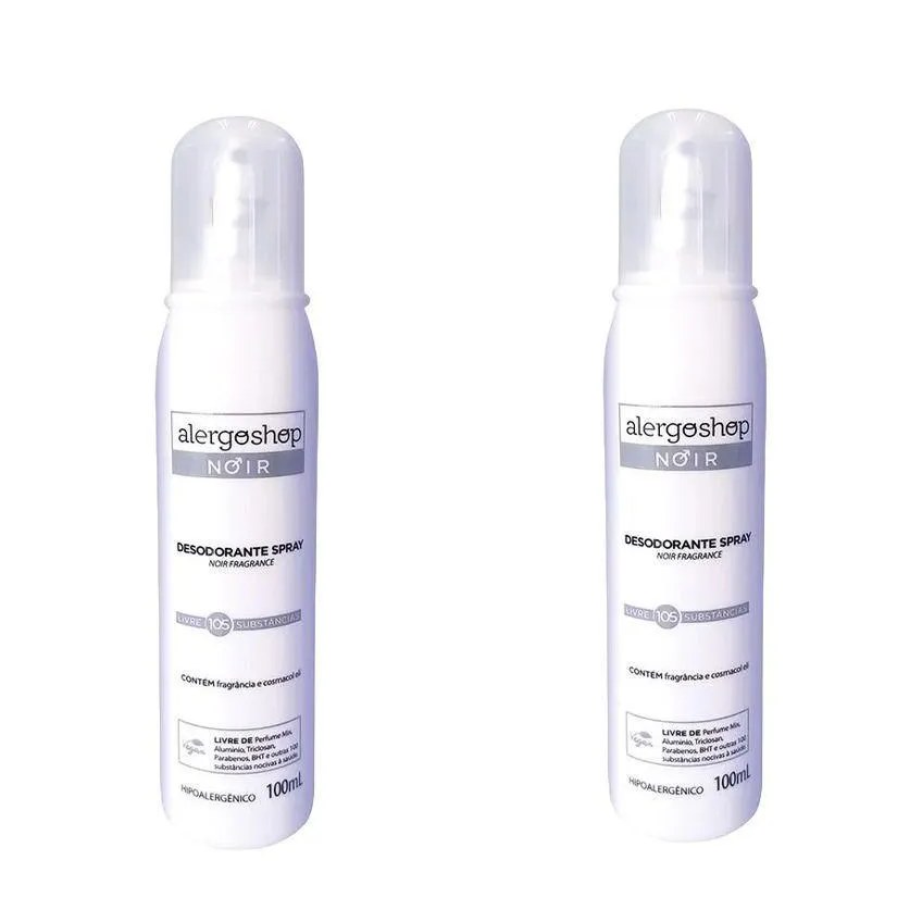 Kit Desodorante Sem Alumínio Spray Alergoshop Noir Masculino Hipoalergênico Sem Álcool 80ml 2 unidades