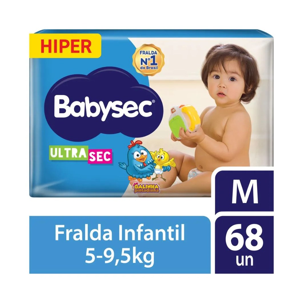 Fralda Babysec Ultrasec Galinha Pintadinha Hiper M 68 Unidades