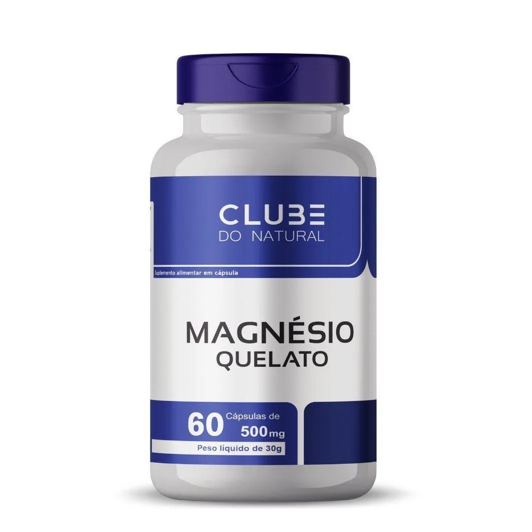 Magnésio Quelato 60 cápsulas 500mg Clube do Natural