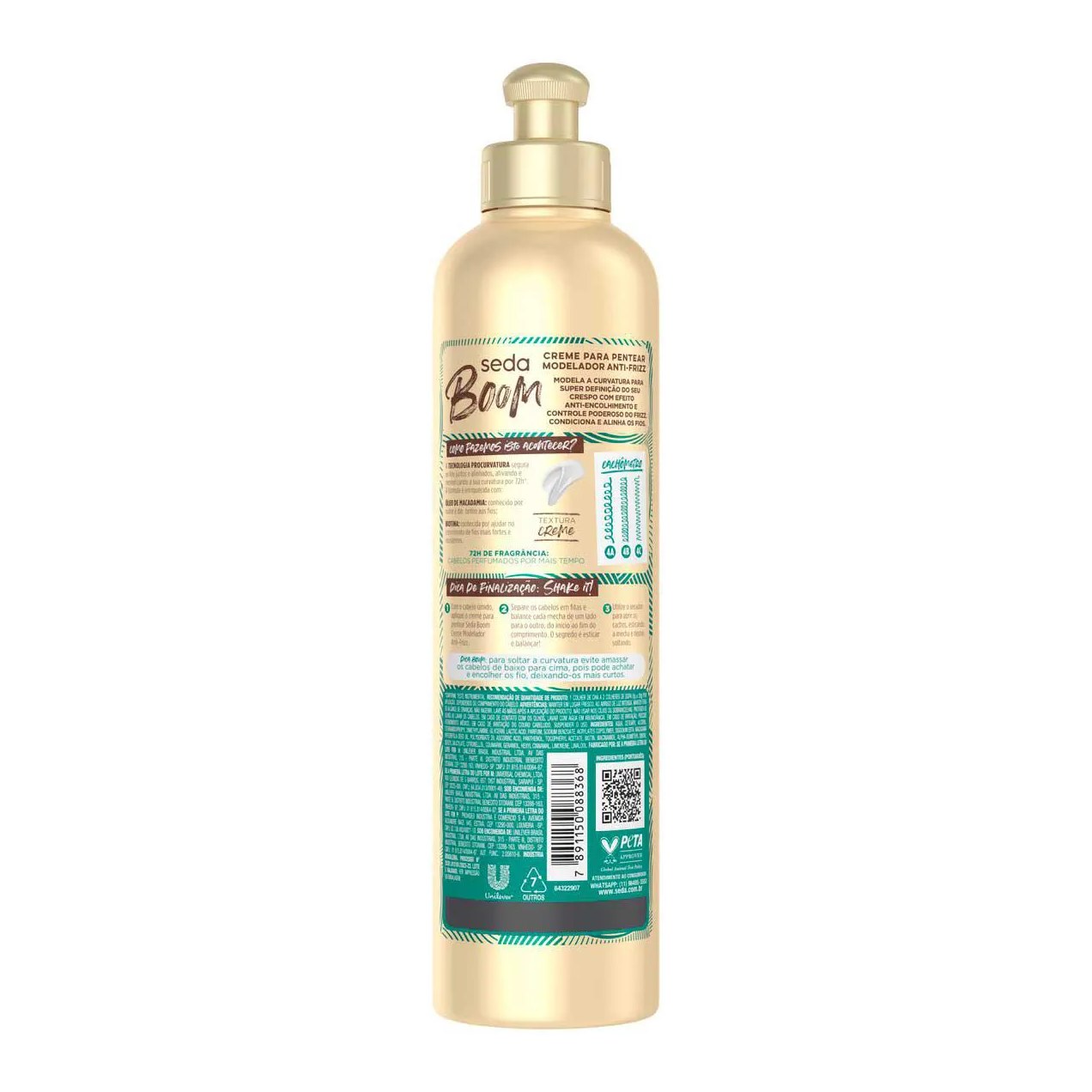 Creme de Pentear Cabelo Cacheado Seda Boom Pro Curvatura Antifrizz 350ml