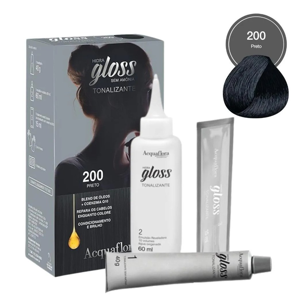 Tonalizante Acquaflora Hidra Gloss 200 Preto