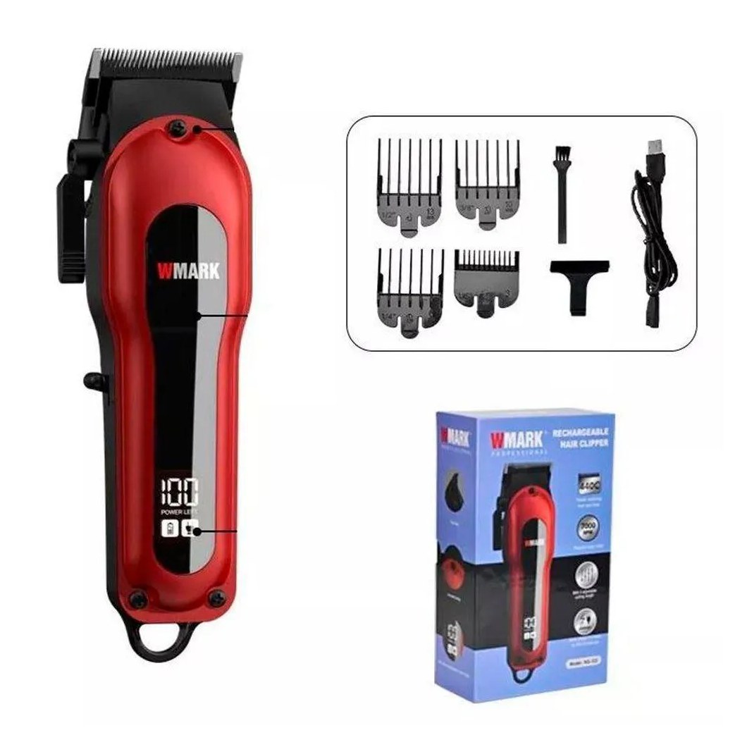 Máquina de Cortar Cabelo Wmark Ng-122 Vermelha Bivolt