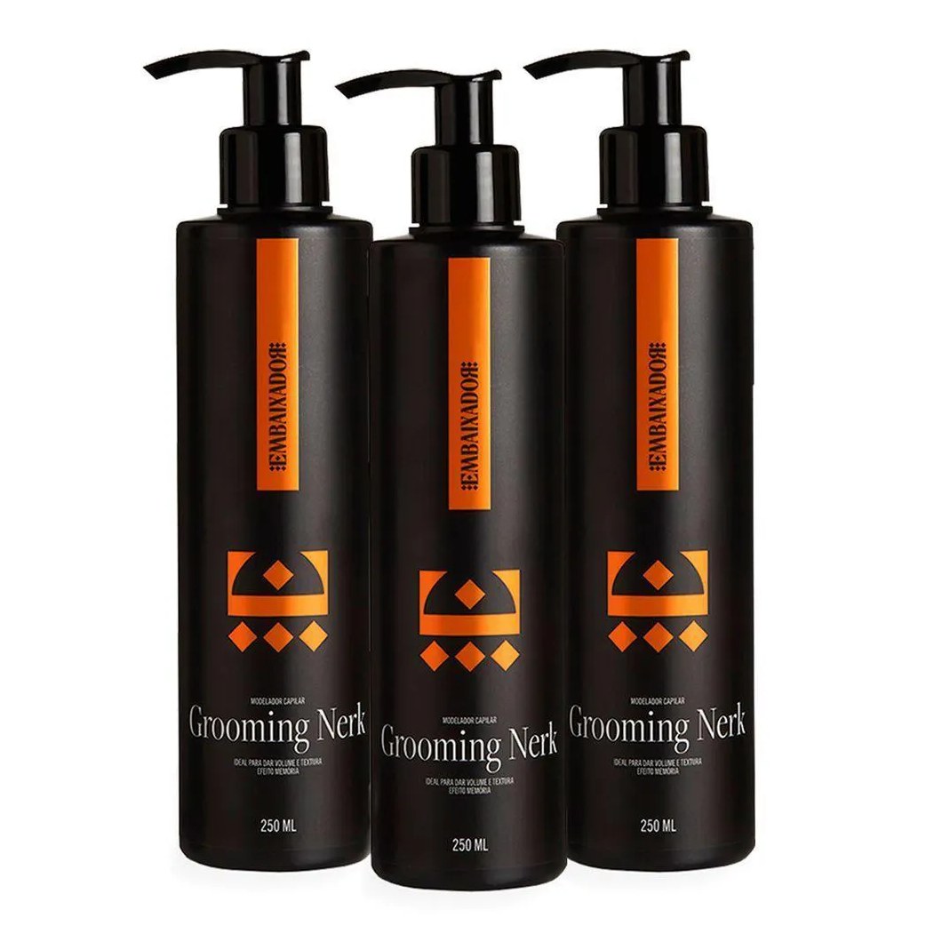 Kit 3 Grooming Modelador Capilar Nerk Embaixador 250ml